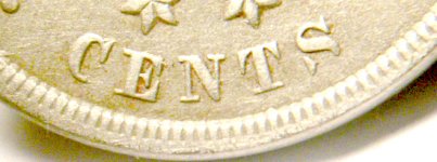 1868 Shield Nickel Error Coin - missing part of C and S.JPG