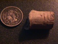1863 Indian Head Cent and Rifled 58 Cal bullet view II (2).JPG