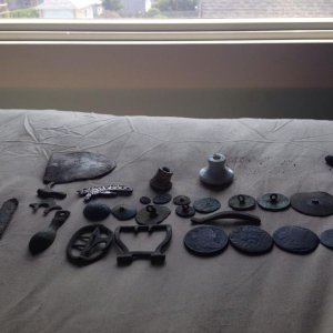 Relics from one of my cellars. Also included are the coins I found there.