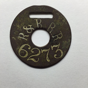 Rutland & Burlington Railroad tag (1858 - 1867)
