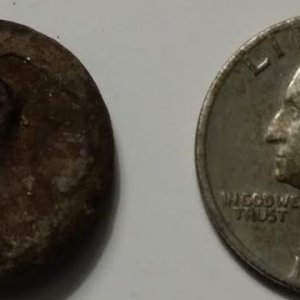 Confederate Block I Jacket Button Reverse view found in Bumpass, Virginia 12 27 2016 Cindy Kuste