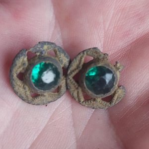 1700s cuff links, green glass, probably French