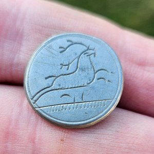 Tombac button with prancing deer motif - 1700s