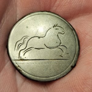 Another beautiful galloping horse tombac button, 1700s