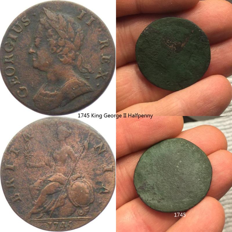 1745 King George II Halfpenny.