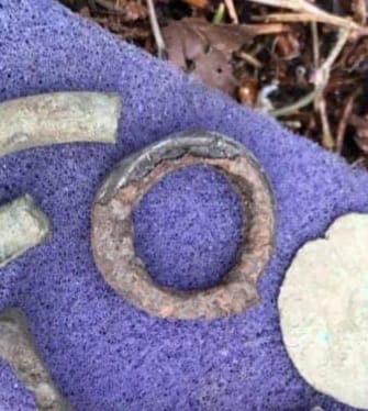 1st or 2nd century silver Roman ring (as dug with a crust of sand and rust)