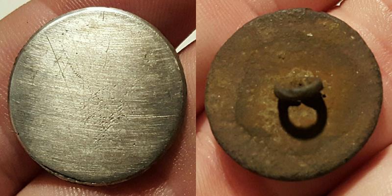 Colonial Brass button with heavy silver plating on the front . no back mark
