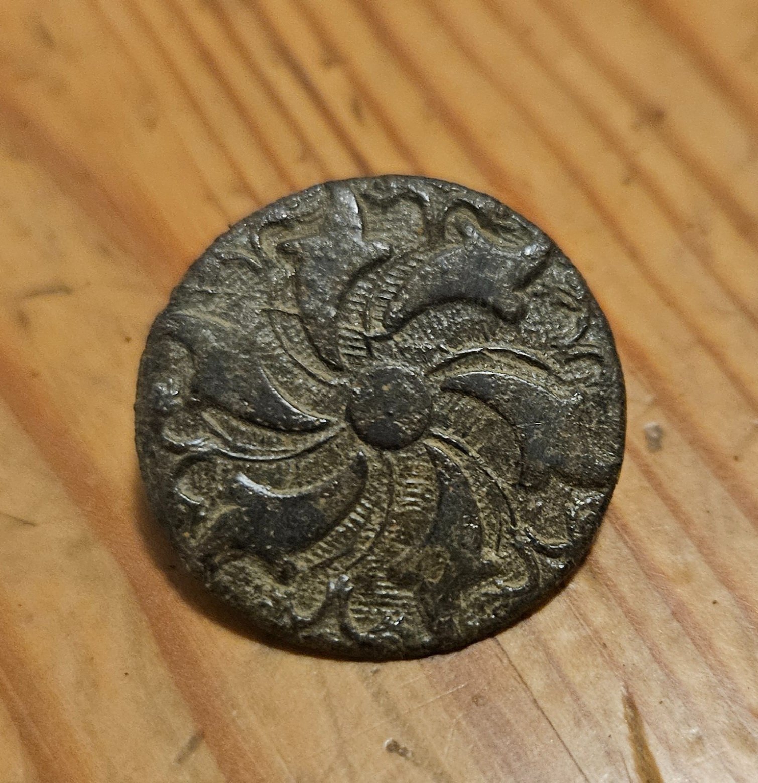 Copper and iron button 1700s