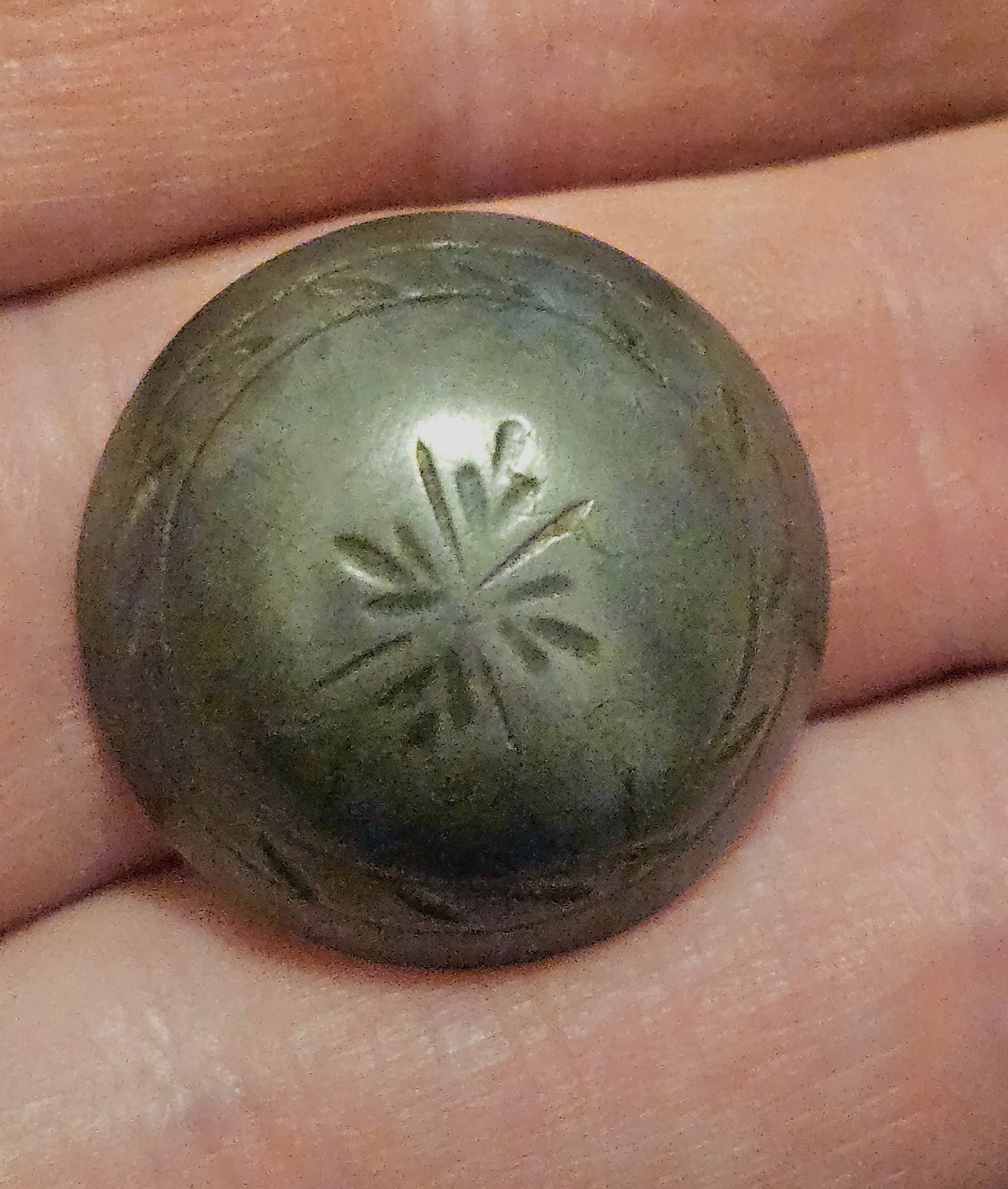 Domed tombac button, 1700s