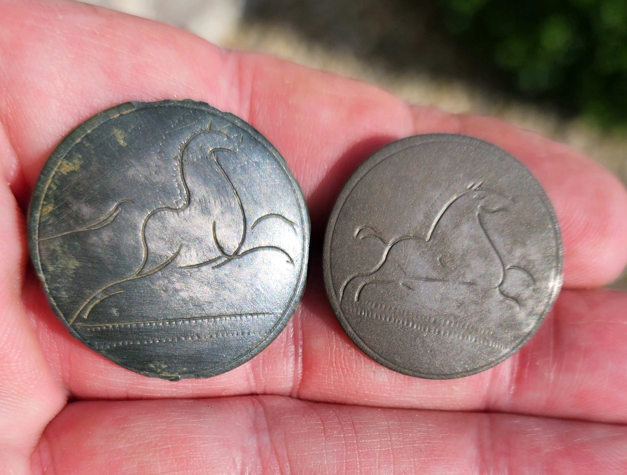 Galloping horse tombac buttons