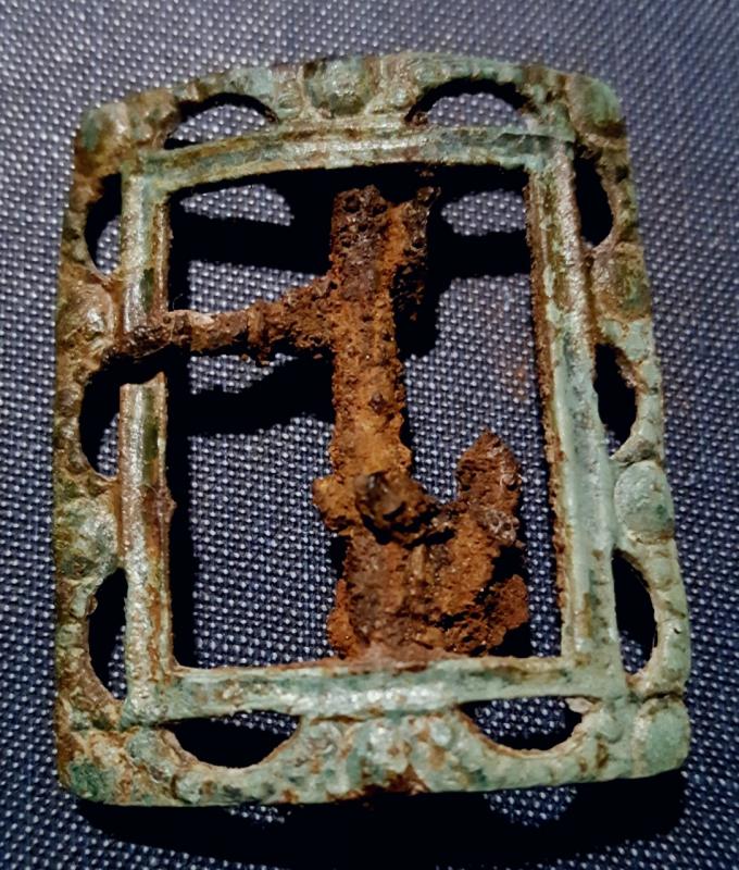 Ornate "open-work" knee buckle frame