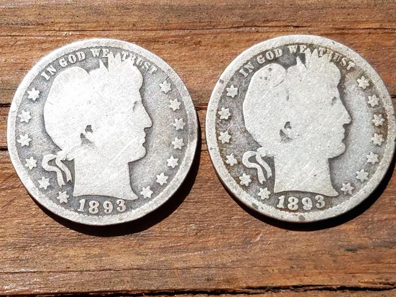 Pair of 1893 Barber Quarters