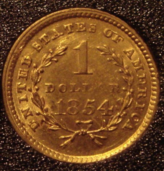 Reverse side of 1854 US Gold Dollar Type I. Found in Leesburg, Virginia at 9.5 inches with a Whites XLT and 950 coil