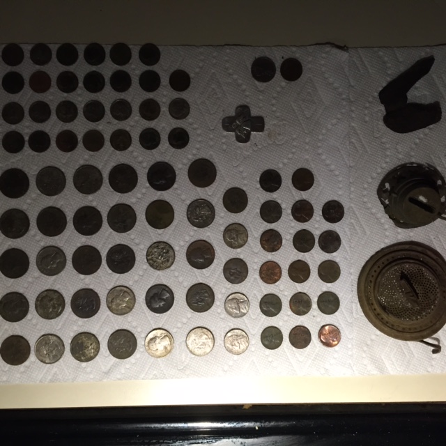 tons of clad, lantern parts, melted flatware